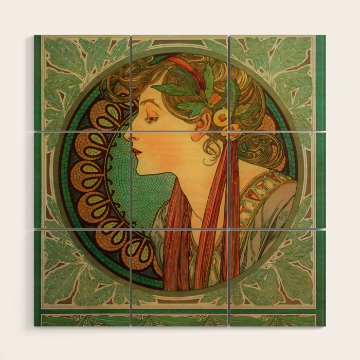 Alphonse Mucha "Laurel" Wood Wall Art Gallery Image 1