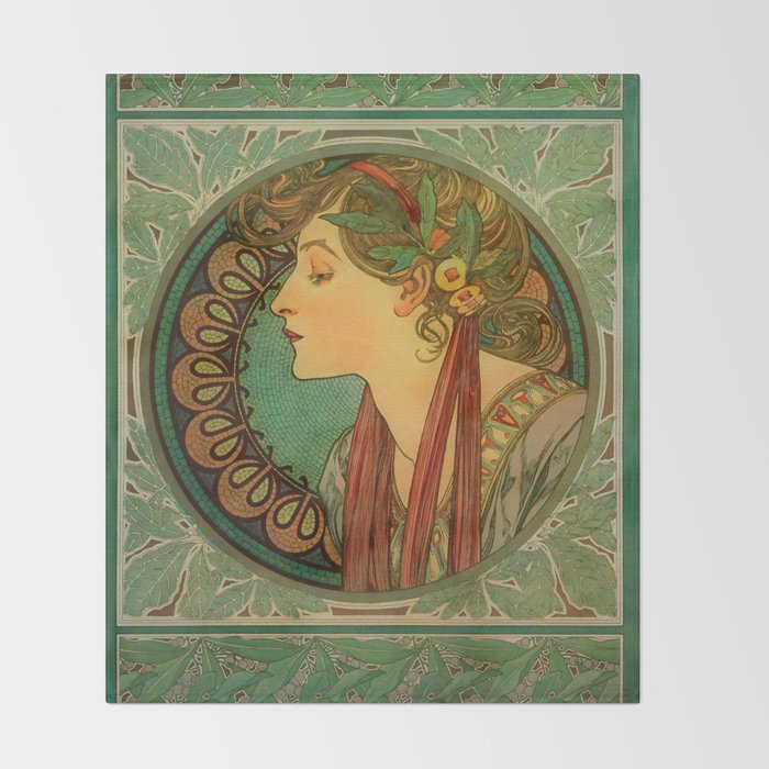 Alphonse Mucha "Laurel" Throw Blanket Gallery Image 2