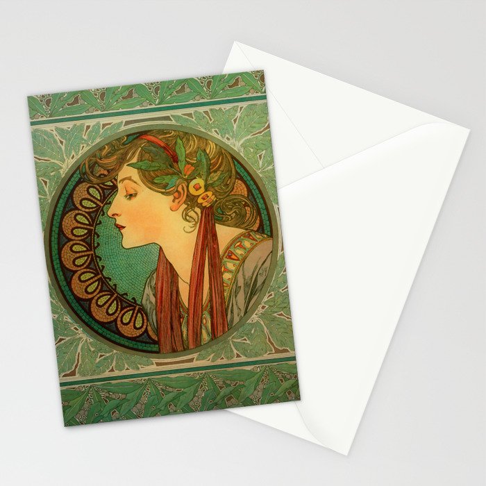 Alphonse Mucha "Laurel" Stationery Card Gallery Image 2