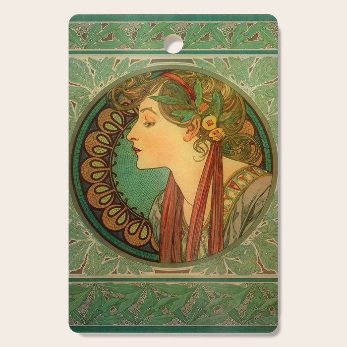 Alphonse Mucha "Laurel" Cutting Board Gallery Image 1