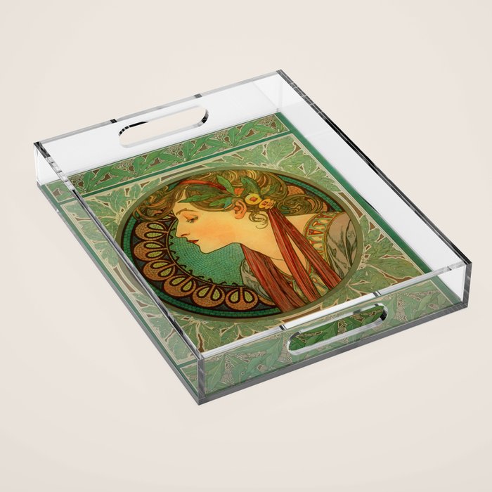 Alphonse Mucha "Laurel" Acrylic Tray Gallery Image 1
