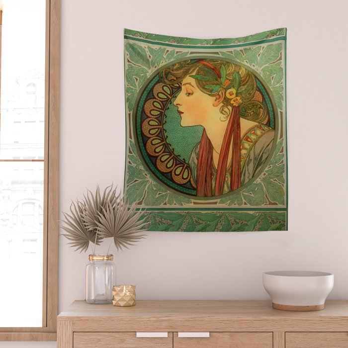 Alphonse Mucha "Laurel" Wall Tapestry Gallery Image 2
