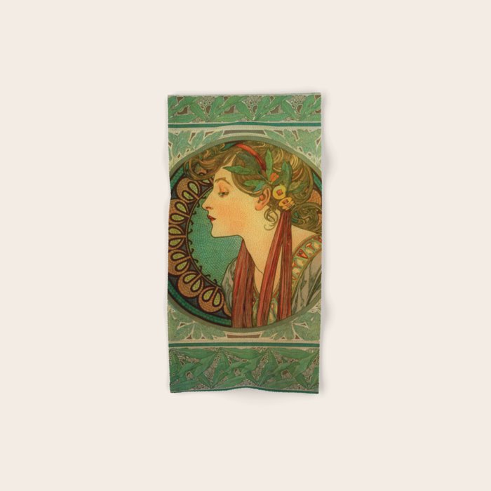 Alphonse Mucha "Laurel" Bath Towel Gallery Image 1
