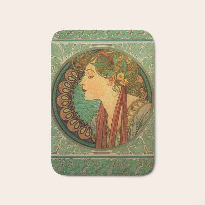 Alphonse Mucha "Laurel" Bath Mat Gallery Image 1