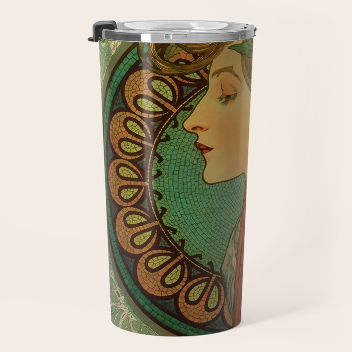 Alphonse Mucha "Laurel" Travel Mug Gallery Image 3