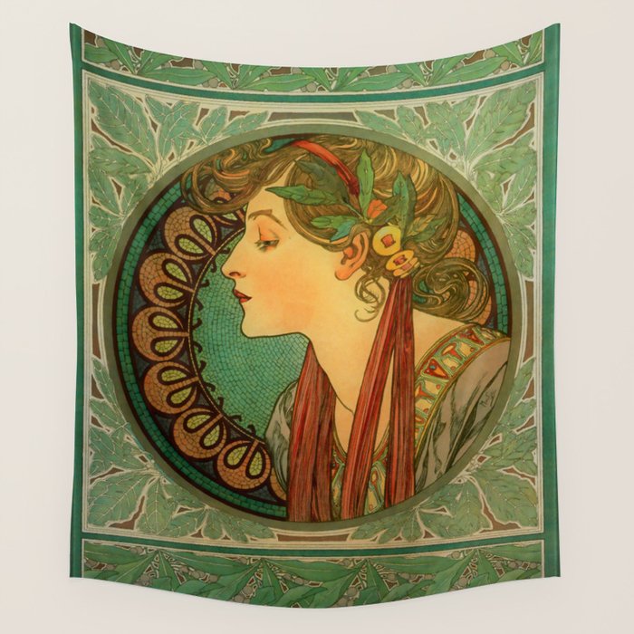 Alphonse Mucha "Laurel" Wall Tapestry Gallery Image 4