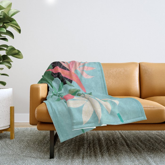 Minimal Abstract Art Tropical Garden 3 Throw Blanket Gallery Image 1