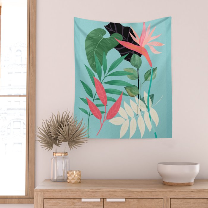 Minimal Abstract Art Tropical Garden 3 Wall Tapestry Gallery Image 2