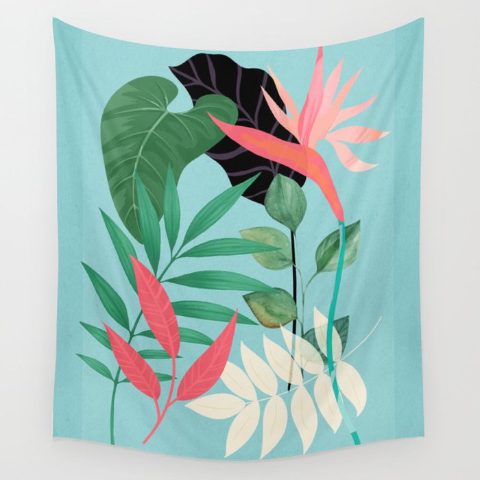 Minimal Abstract Art Tropical Garden 3 Wall Tapestry Gallery Image 4