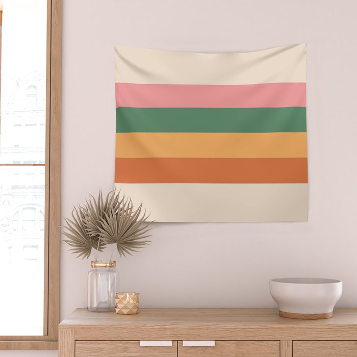 Retro Color Lines - 1-1 Wall Tapestry Gallery Image 2