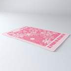 Flower Market London 1967 Pink Retro Floral 60s Plastic Look Rug Gallery Image 3