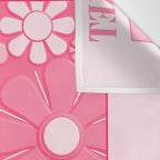 Flower Market London 1967 Pink Retro Floral 60s Plastic Look Wall Tapestry Gallery Image 3