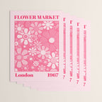 Flower Market London 1967 Pink Retro Floral 60s Plastic Look Wrapping Paper Gallery Image 3