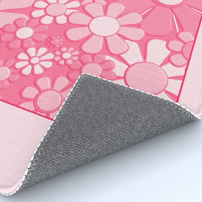 Flower Market London 1967 Pink Retro Floral 60s Plastic Look Rug Gallery Image 4