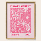Flower Market London 1967 Pink Retro Floral 60s Plastic Look Serving Tray Gallery Image 1