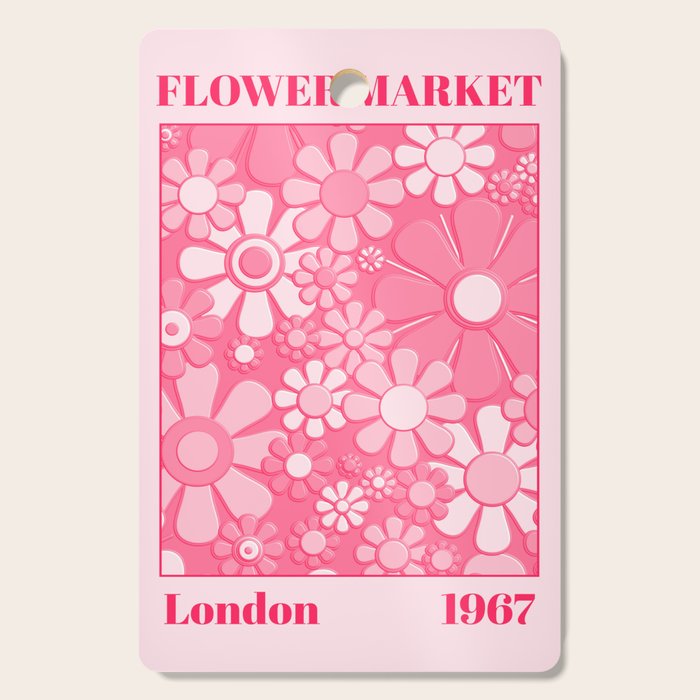 Flower Market London 1967 Pink Retro Floral 60s Plastic Look Cutting Board Gallery Image 1