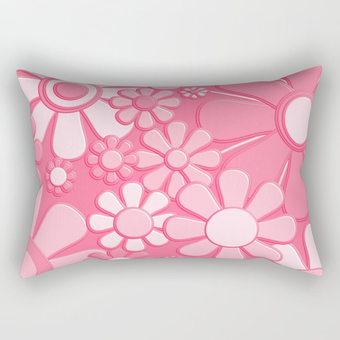 Flower Market London 1967 Pink Retro Floral 60s Plastic Look Rectangular Pillow Gallery Image 2