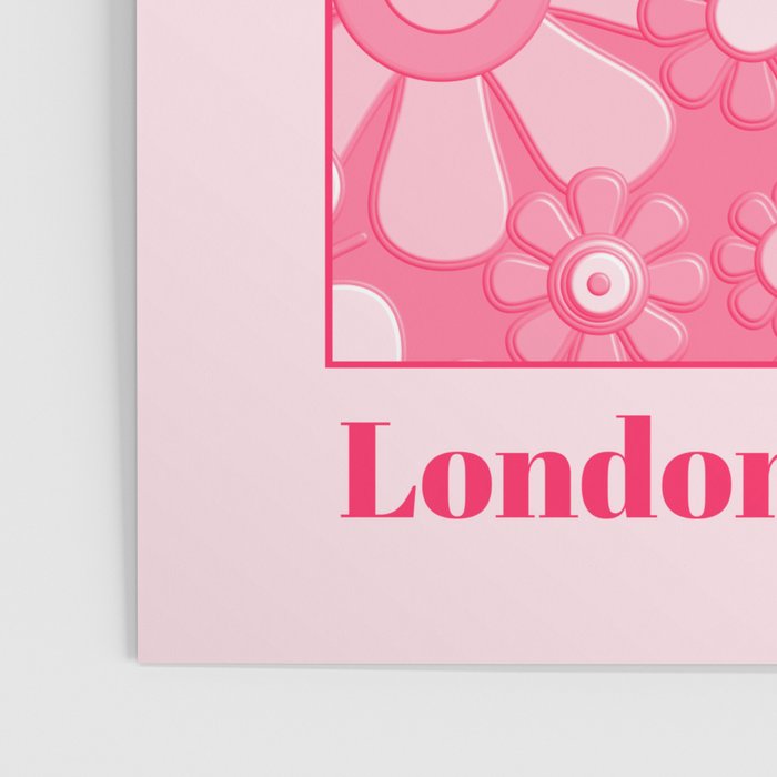 Flower Market London 1967 Pink Retro Floral 60s Plastic Look Poster Gallery Image 3