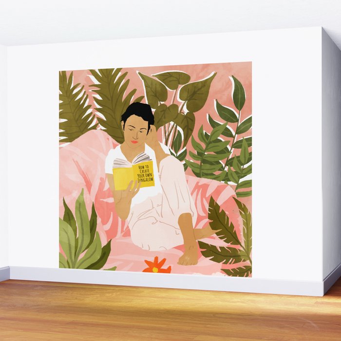 Plant Lady & The Urban Junglow | Blush Botanical Home Décor | House Plants Bohemian Woman Bedroom  Wall Mural Gallery Image 2