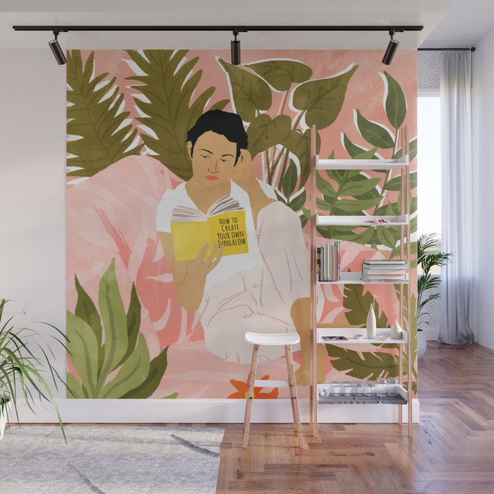 Plant Lady & The Urban Junglow | Blush Botanical Home Décor | House Plants Bohemian Woman Bedroom  Wall Mural Gallery Image 1