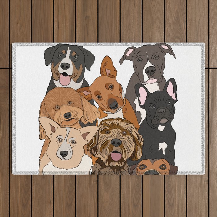 Dog Lover Dog Portrait  Outdoor Rug Gallery Image 1