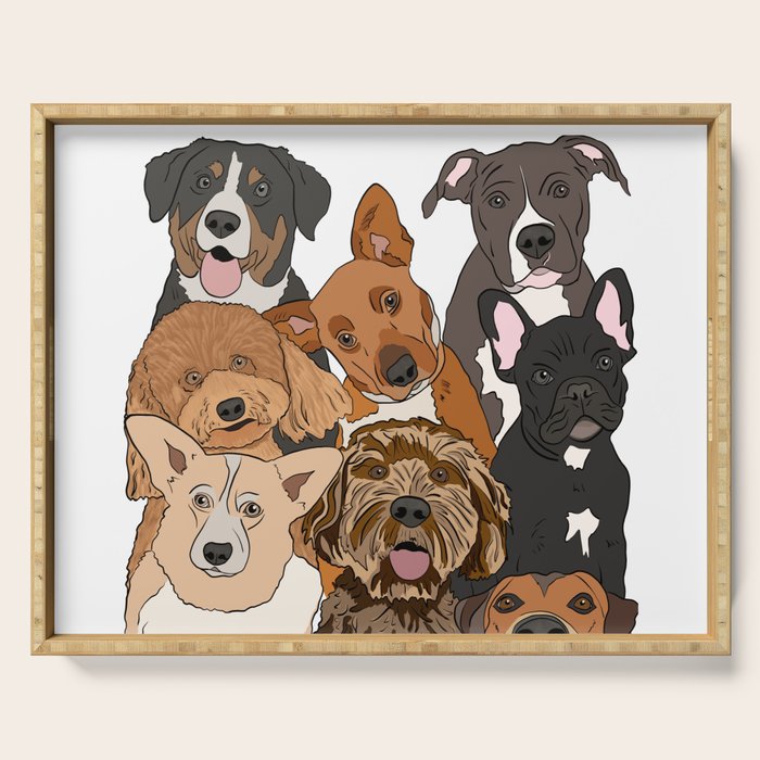 Dog Lover Dog Portrait  Serving Tray Gallery Image 1