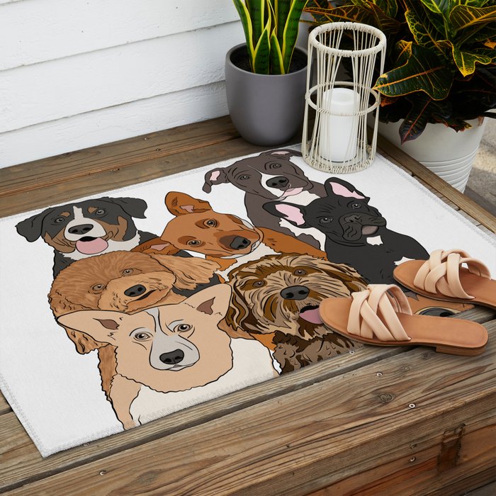 Dog Lover Dog Portrait  Outdoor Rug Gallery Image 2