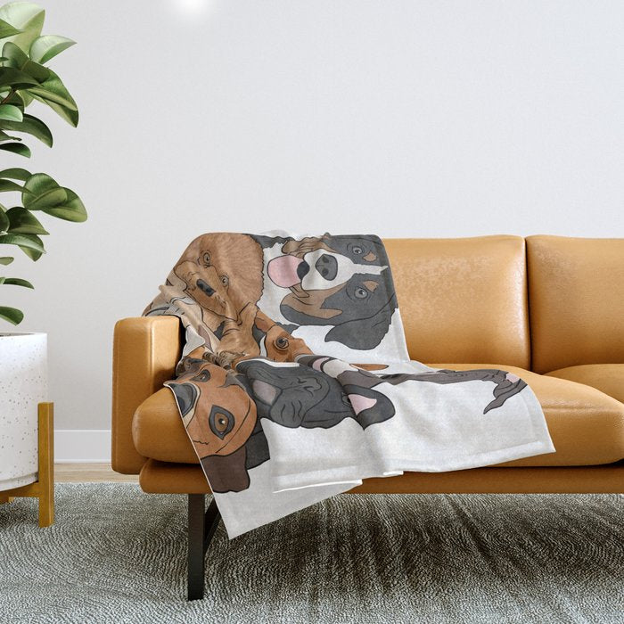 Dog Lover Dog Portrait  Throw Blanket Gallery Image 1
