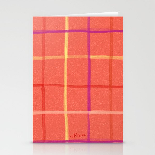 Abstract Tennis Net Pattern in Rosey Red Stationery Card Gallery Image 2