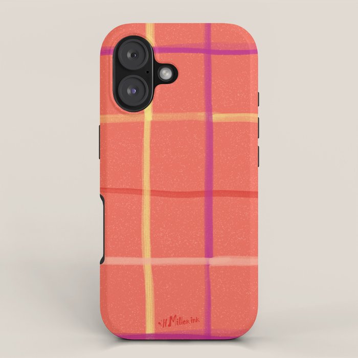 Abstract Tennis Net Pattern in Rosey Red iPhone Case Gallery Image 1