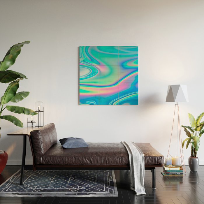 Holographic Iridescent Chill Vibes Wood Wall Art Gallery Image 2
