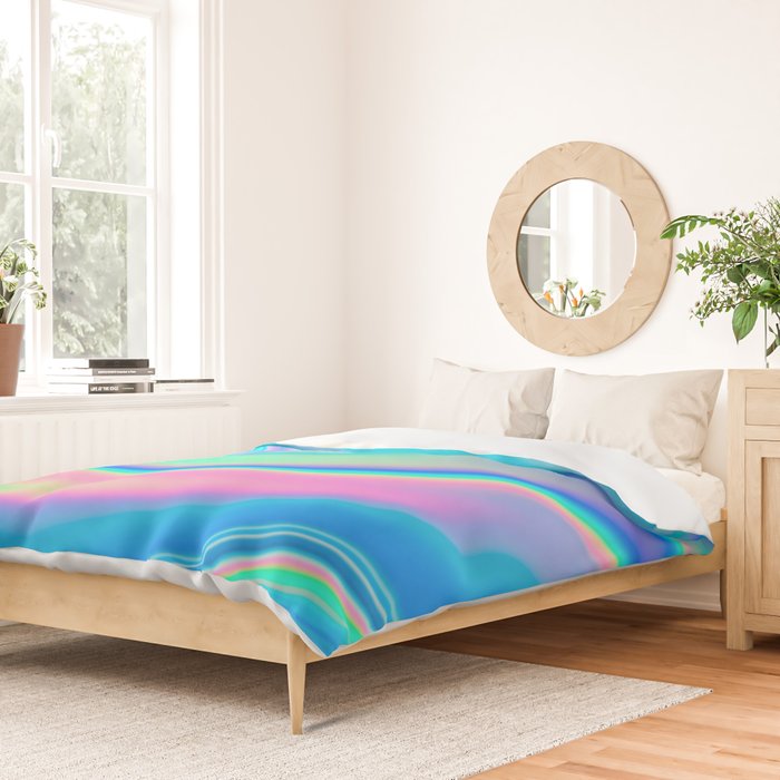 Holographic Iridescent Chill Vibes Duvet Cover Gallery Image 2