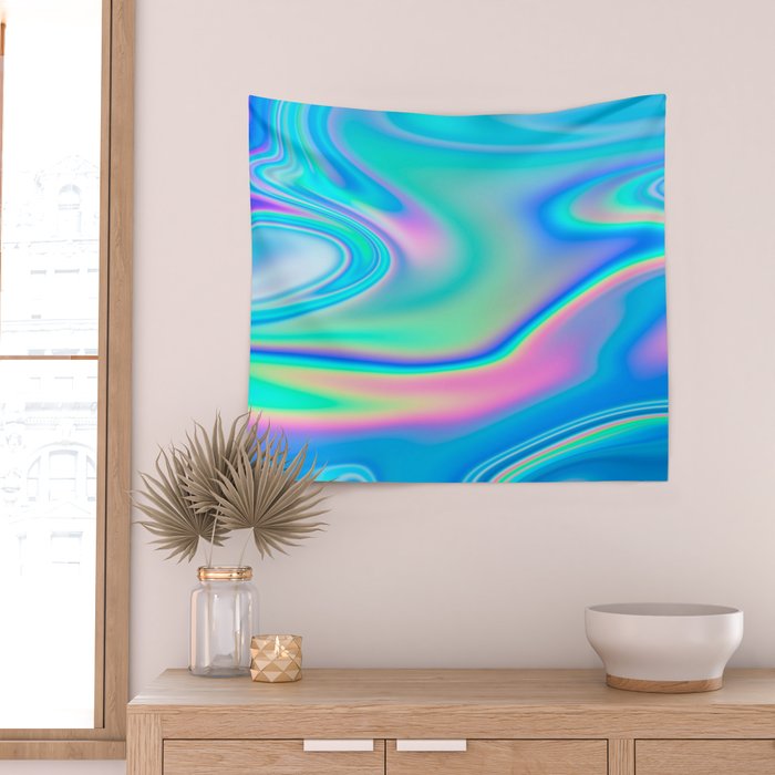 Holographic Iridescent Chill Vibes Wall Tapestry Gallery Image 2