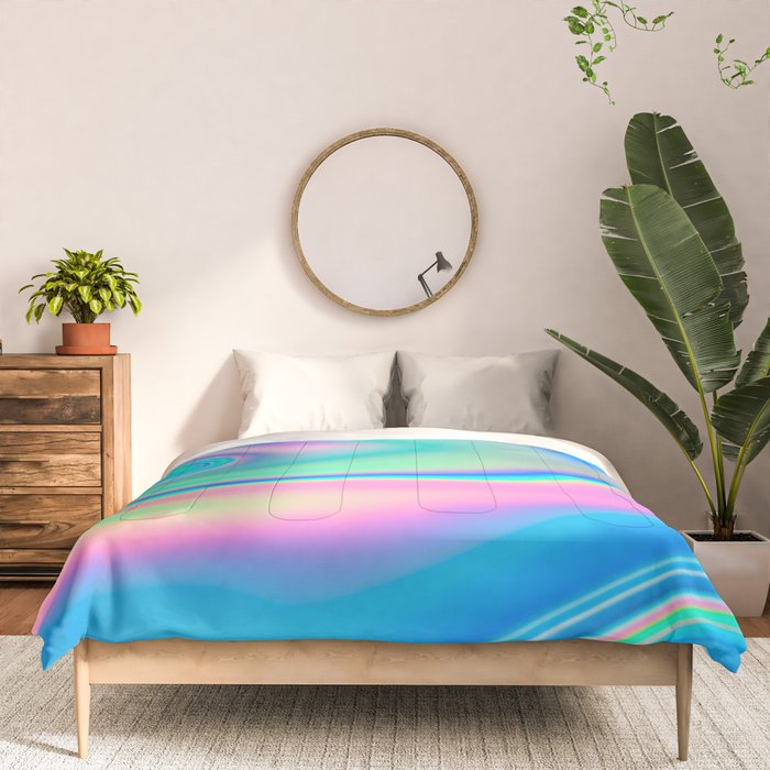 Holographic Iridescent Chill Vibes Comforter Gallery Image 3