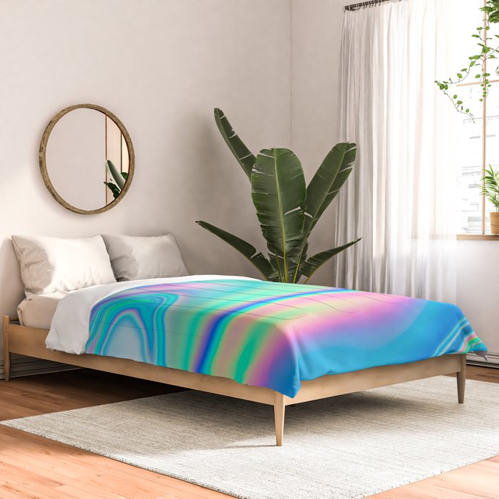 Holographic Iridescent Chill Vibes Comforter Gallery Image 2