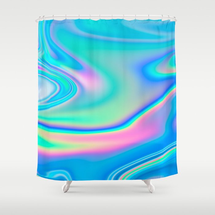 Holographic Iridescent Chill Vibes Shower Curtain Gallery Image 1