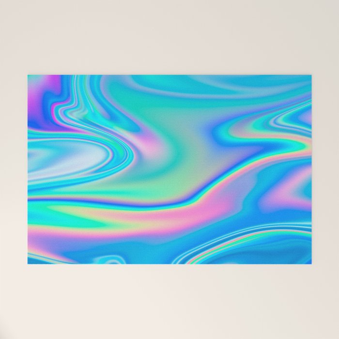 Holographic Iridescent Chill Vibes Welcome Mat Gallery Image 1