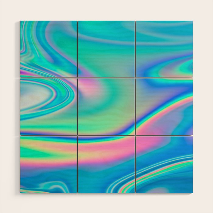 Holographic Iridescent Chill Vibes Wood Wall Art Gallery Image 1