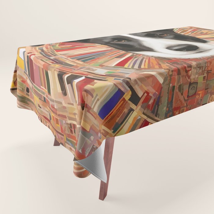 Klimt Dog Art Painting with Colorful Geometric Patterns Tablecloth Gallery Image 1
