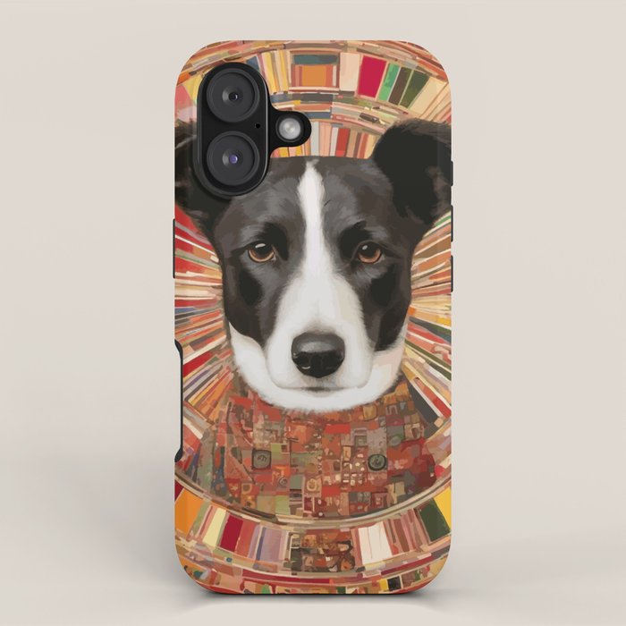 Klimt Dog Art Painting with Colorful Geometric Patterns iPhone Case Gallery Image 1