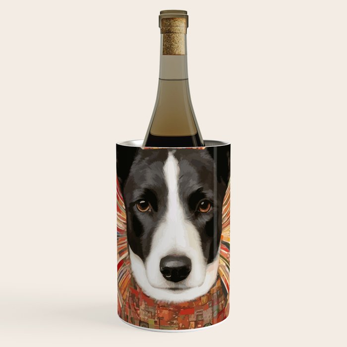 Klimt Dog Art Painting with Colorful Geometric Patterns Wine Chiller Gallery Image 1