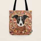 Klimt Dog Art Painting with Colorful Geometric Patterns Tote Bag Gallery Image 1