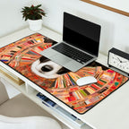 Klimt Dog Art Painting with Colorful Geometric Patterns Desk Mat Gallery Image 2