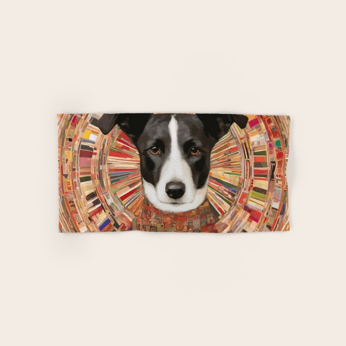 Klimt Dog Art Painting with Colorful Geometric Patterns Bath Towel Gallery Image 1