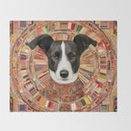 Klimt Dog Art Painting with Colorful Geometric Patterns Throw Blanket Gallery Image 2