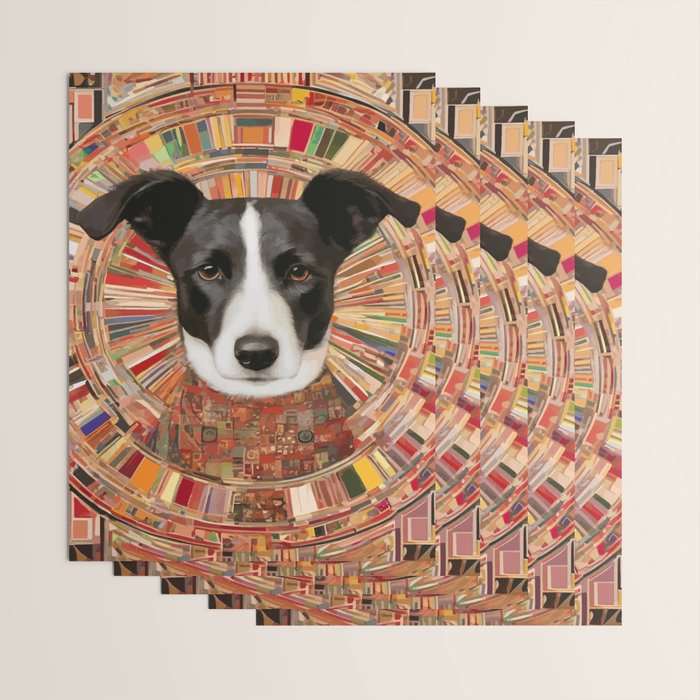 Klimt Dog Art Painting with Colorful Geometric Patterns Wrapping Paper Gallery Image 3