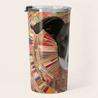 Klimt Dog Art Painting with Colorful Geometric Patterns Travel Mug Gallery Image 3
