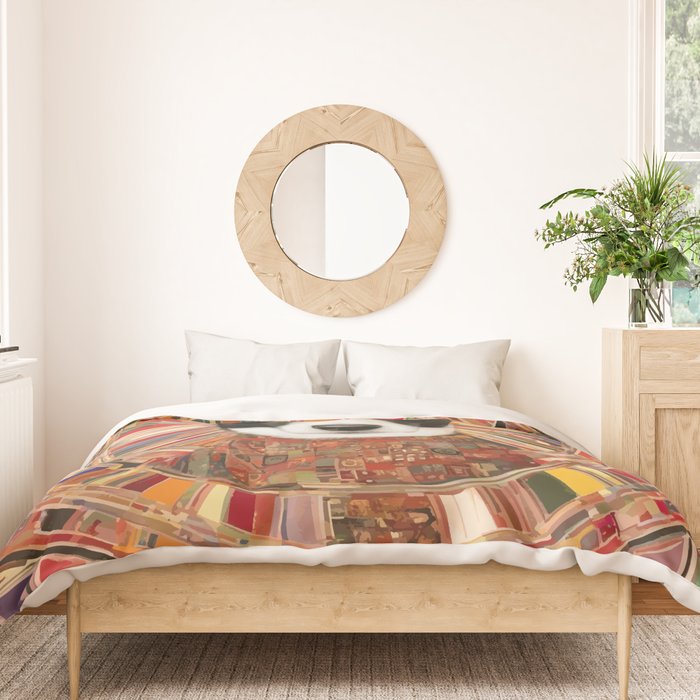 Klimt Dog Art Painting with Colorful Geometric Patterns Duvet Cover Gallery Image 3