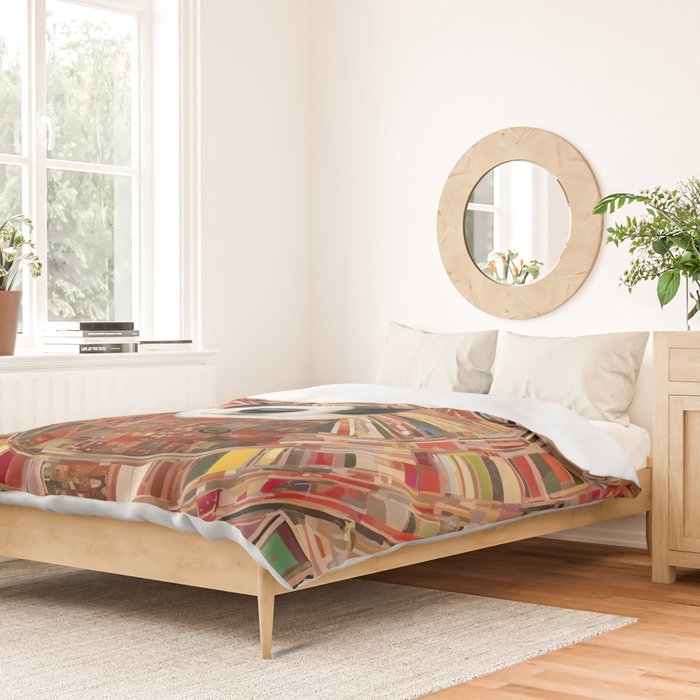 Klimt Dog Art Painting with Colorful Geometric Patterns Duvet Cover Gallery Image 2