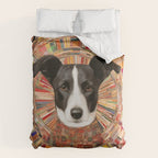 Klimt Dog Art Painting with Colorful Geometric Patterns Duvet Cover Gallery Image 6